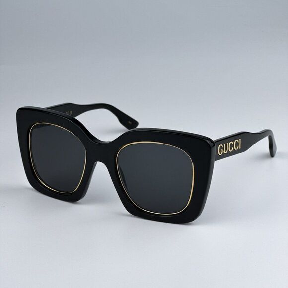 NEW Gucci GG1151S 001 Black/Gold Grey Cat Eye Oversized  Unisex Sunglasses main image 8